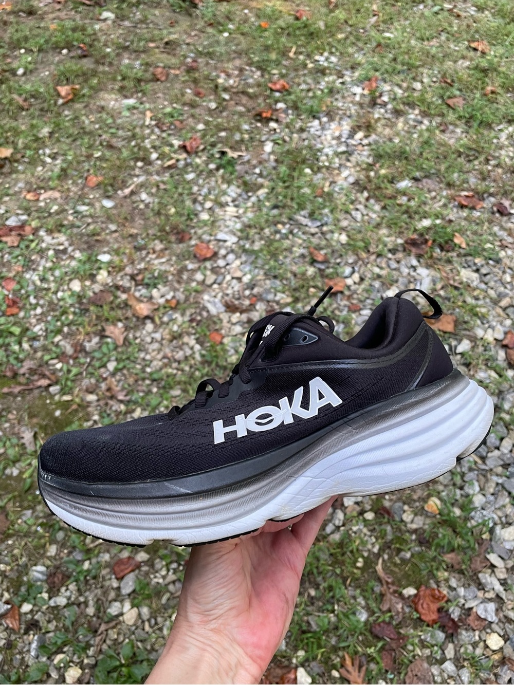 Hoka One One Bondi 8 Black Running Shoes Size 10 Wide